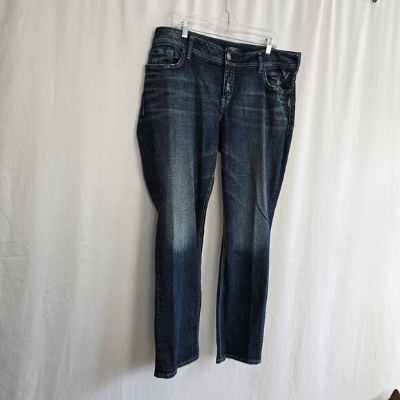 Silver Jeans Elyse Straight Women's 16 Blue Dark Wash - Picture 9 of 16